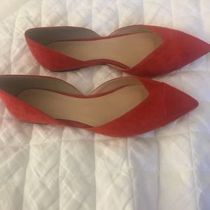 Jcrew red suede pointy toe flats